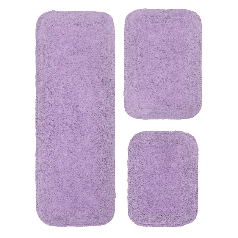Ensemble de tapis pour salle de bain 3 pièces Aceyon, Mauve