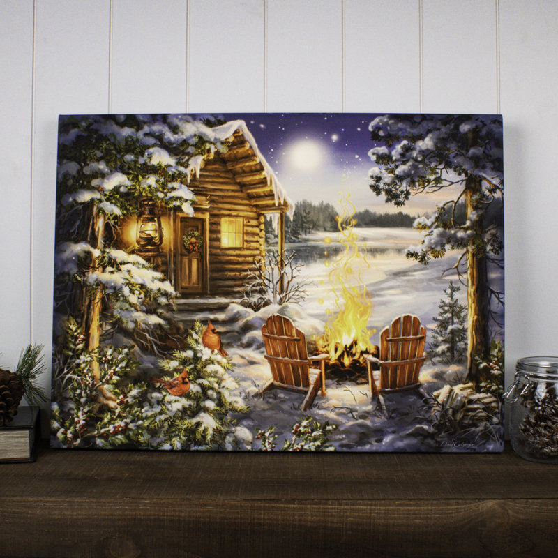 Christmas at the Lake 18x24 Fully Illuminated ColorChange LED Print