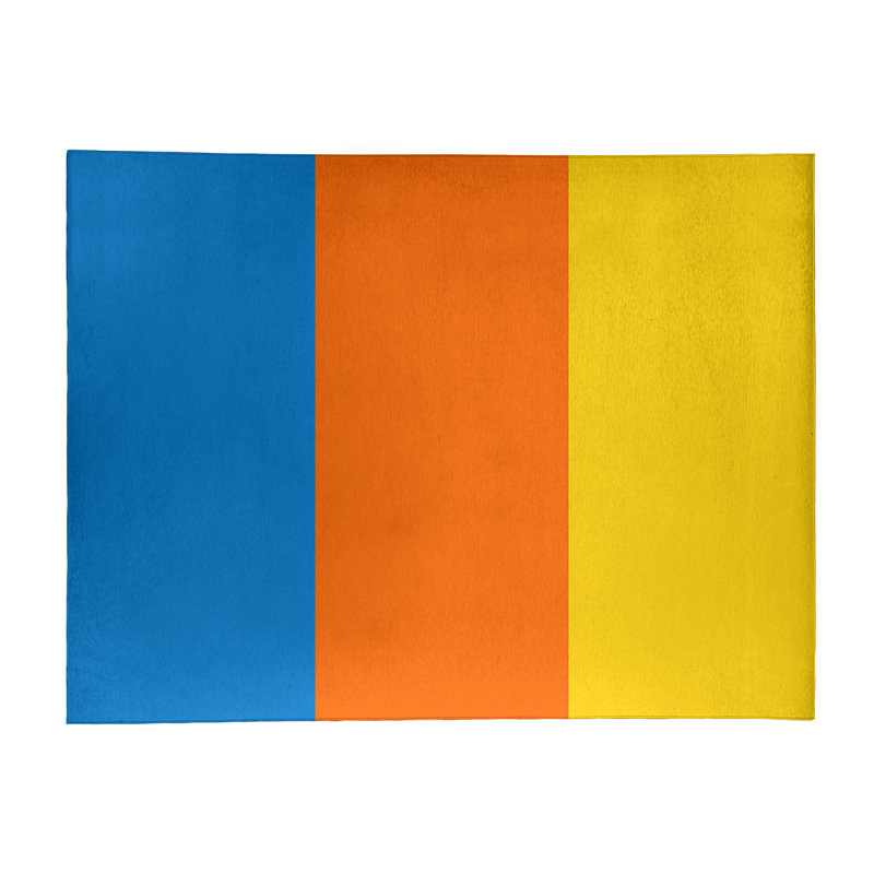 Tapis bleu/orange/jaune tissé à plat Miami, Rectangle 8 pi x 10 pi