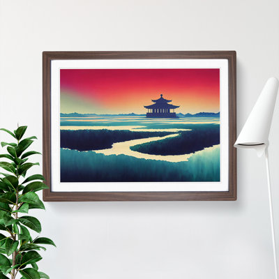 Japanese Pagoda Sunset - Single Picture Frame Print