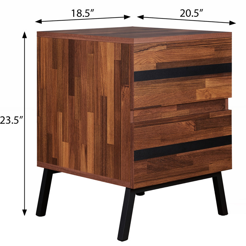 Table de chevet moderne 2 en noyer et noir sable pour une chambre à coucher luxueuse - peu encombrante
