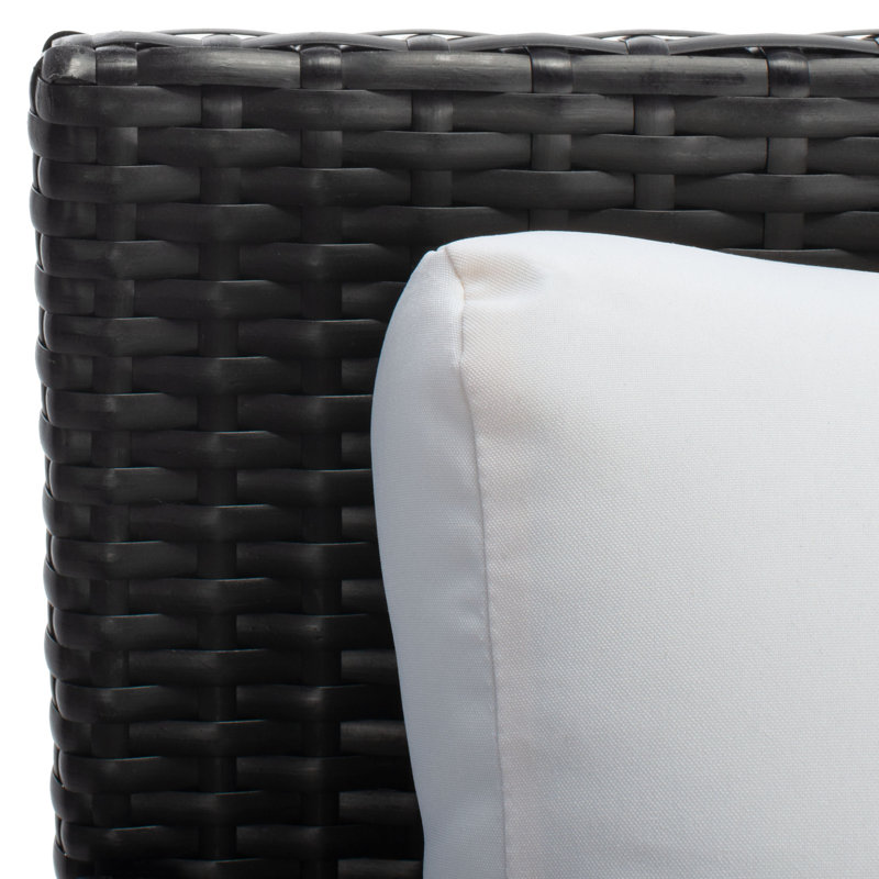 Cadeo 53.1'' Wide Straight Wicker Patio Daybed with Cushions, Black Frame/White Cushion