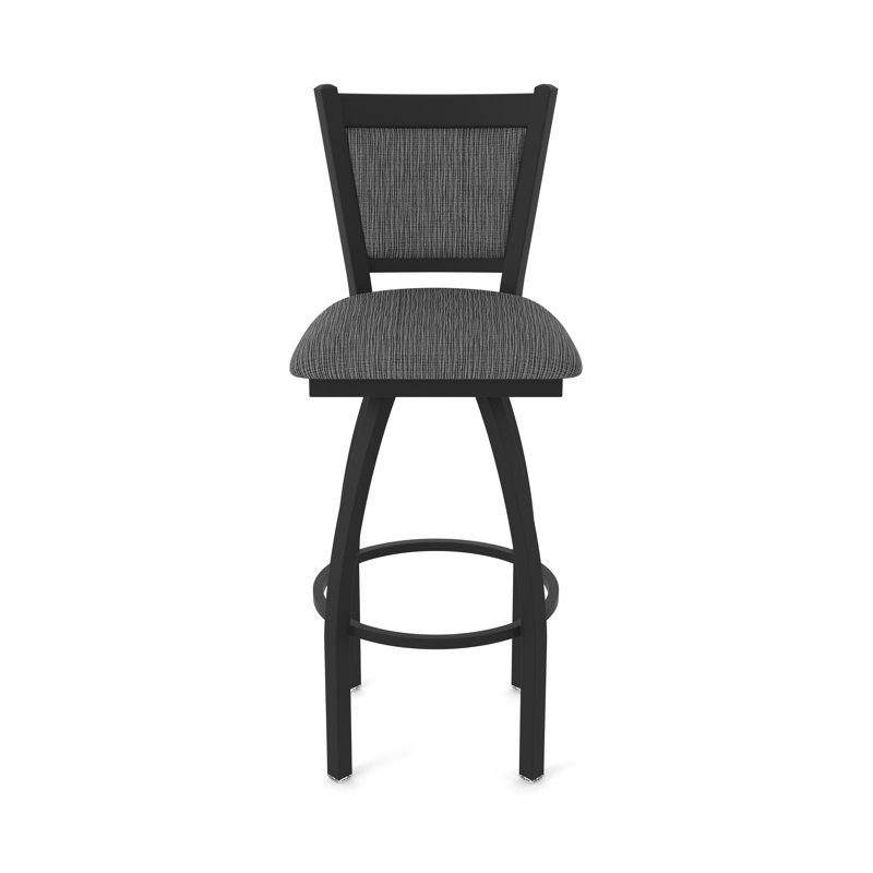 Tabouret pivotant Hadleigh, Noir froissé, Tabouret de bar (siège d'une hauteur de 36 po), Tissu - charbon graphique