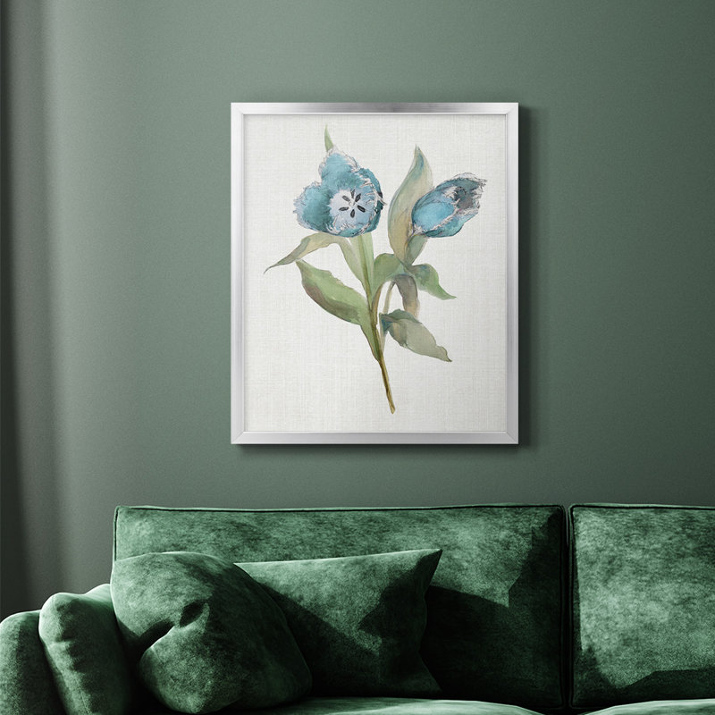 «Blue Tulip Picks I», toile encadrée de qualité supérieure - prête à être accrochée, Argent
