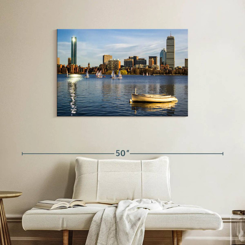 Busy Boston Harbor, 26" H x 39" W