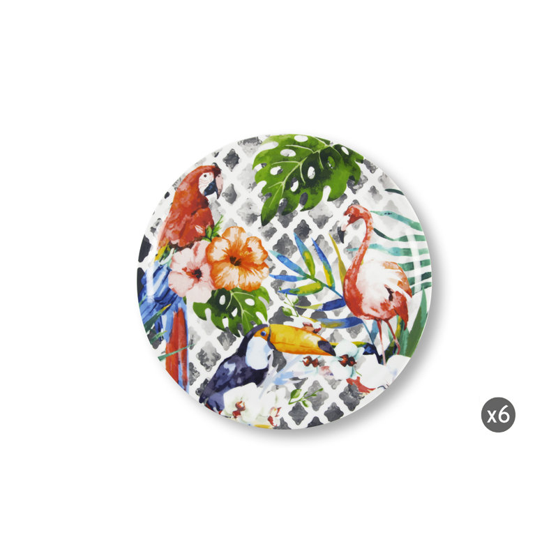 Excelsa Set Of 6 Pizza Plates Tropical