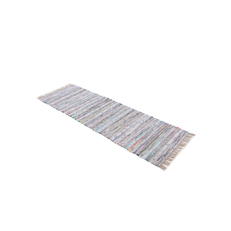 Runner Handgefertigter Teppich Aus Baumwolle In Beige Striped Cotton Hand Loomed Area Rug, Runner 80 x 350 cm