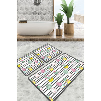 Ensemble de tapis de bain doux et absorbant (2 pièces), 100% polyester, 23,6 po x 39,4 po et 19,7 po x 23,6 po | Antibactérien, antidérapant, dessous lavable à la machine | Parfait pour le confort et la sécurité de la salle de bain, 700 g / m²