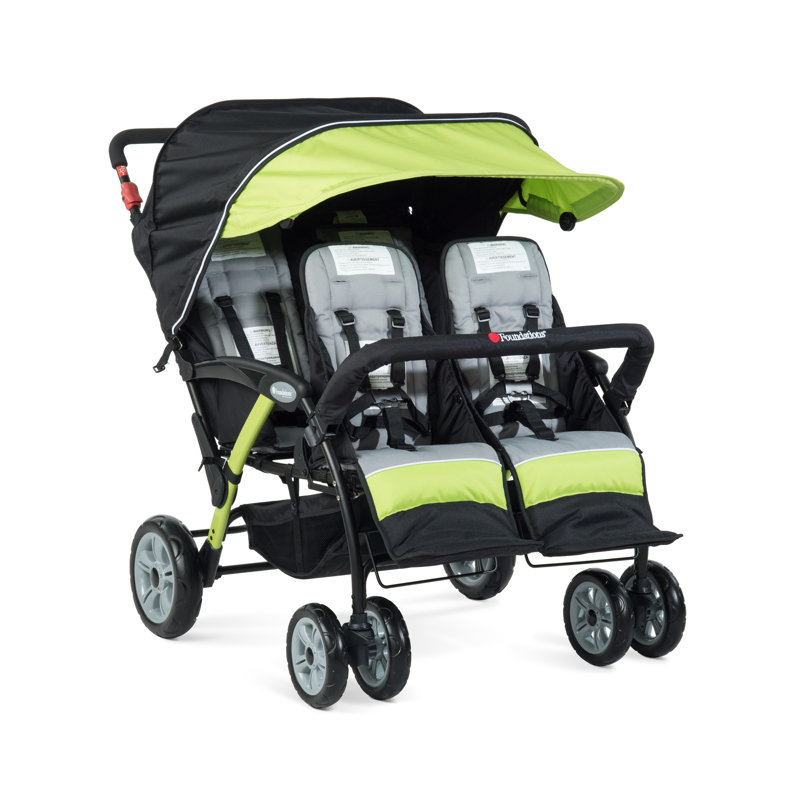 Quad Sport 4-Seat Tandem Stroller, Lime