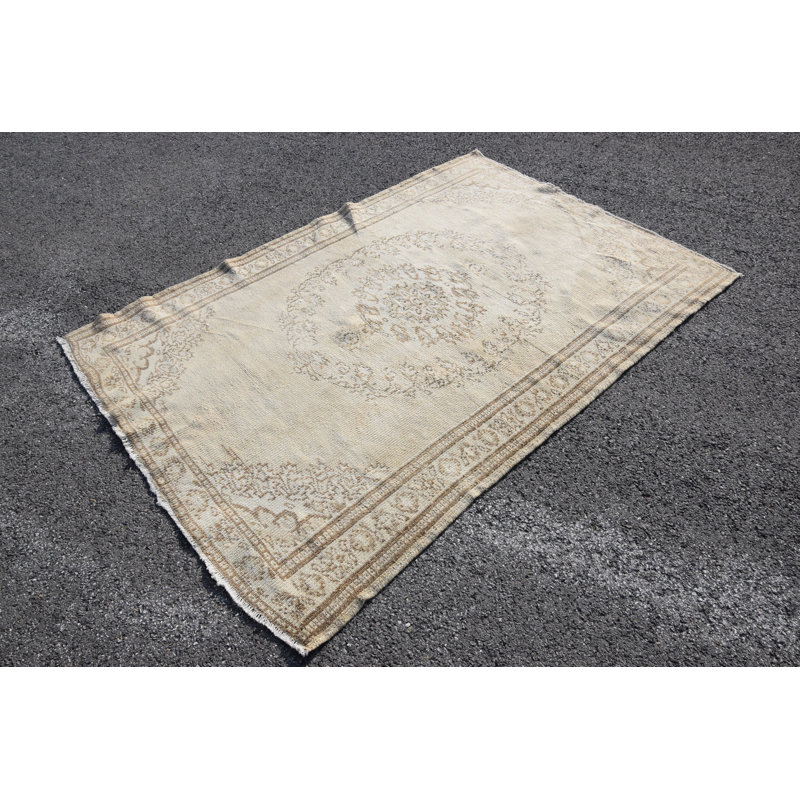 Tapis turc Oushak fait à la main en cuivre distinctif - idéal pour la décoration de salle à manger