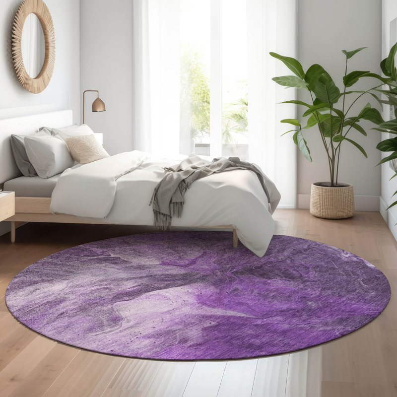 Tapis mauve Premium lavable à la machine, Rond 8 pi