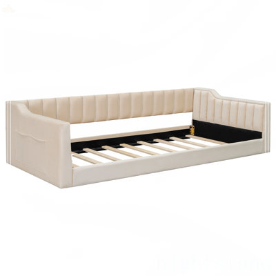 Twin XL Size Upholstery Daybed And Side Storage Pocket