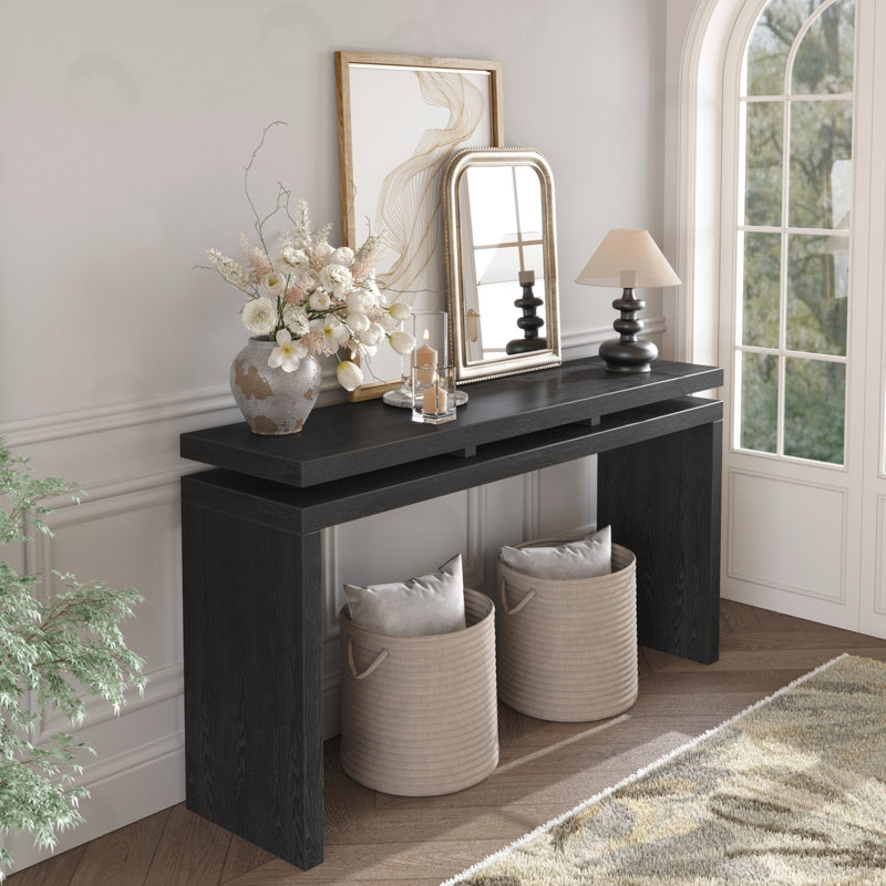 Console avec suspension à deux planches, Noir