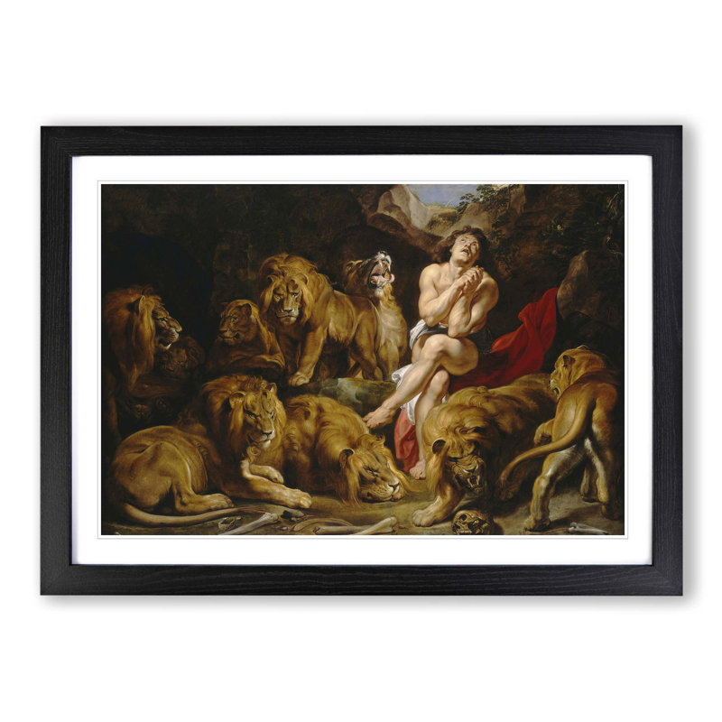 Daniel In The Lions Den by Peter Paul Rubens - Single Picture Frame Painting, Black