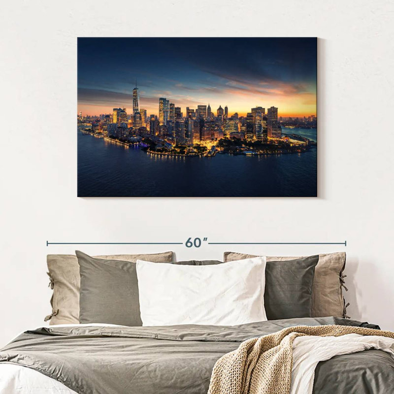 Coucher de soleil sur le port de Sirci à Manhattan, H 32 po x l 48 po