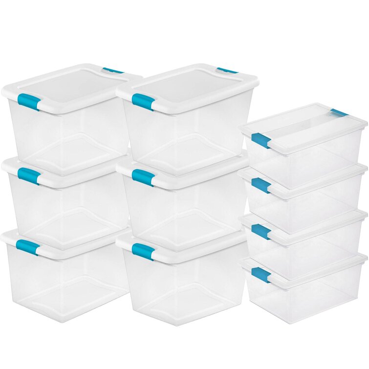 Sterilite Plastic Medium Clip Storage Box Container w/ Latching Lid, 8 Pack  