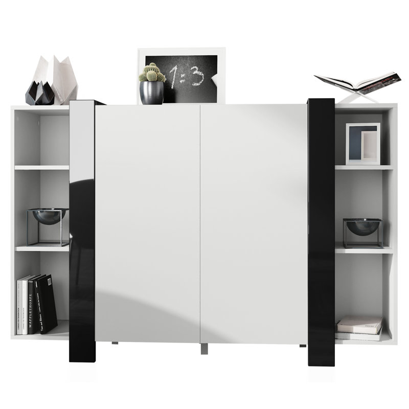 Lucea 149cm Sideboard, White Matt/Black High Gloss