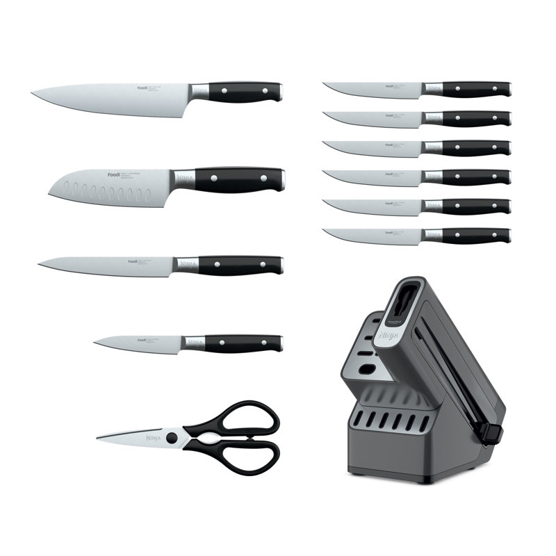 Ninja® Foodi® NeverDull Premium Knife System, 12 Piece Knife Block Set with Built-in Sharpener, Stainless Steel Knives, Black