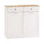 White Trash Storage Cabinet With Two Drawers And Compartments, Coated Exterior Fashionable Container In Kitchen - Painted
