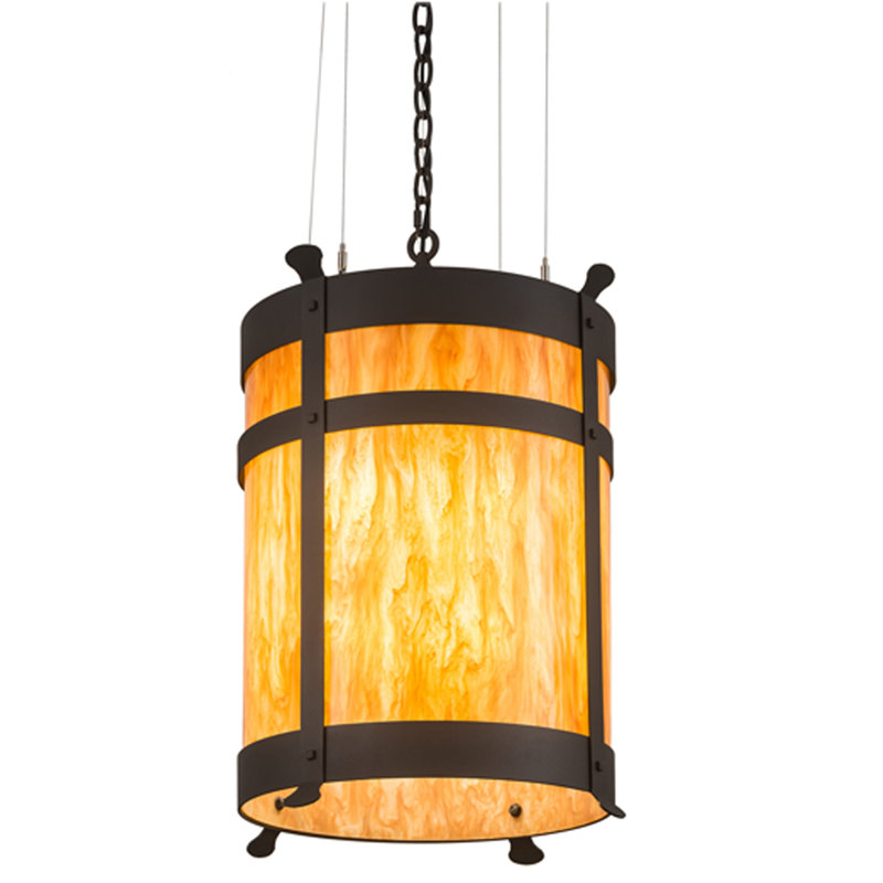 Lustre cylindrique 6 lumières lanterne Cathryn