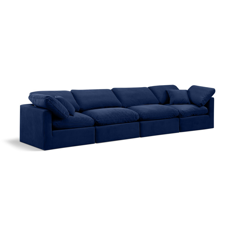 Musheerah 140'' Velvet Sofa, Navy Velvet