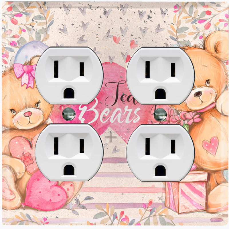 Plaque murale interrupteur à bascule Teddy Bears Birthday Love Hearts