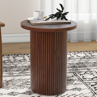 Tierra 43x56cm Solid Wood Side Table Pedestal Round Small Sofa Table