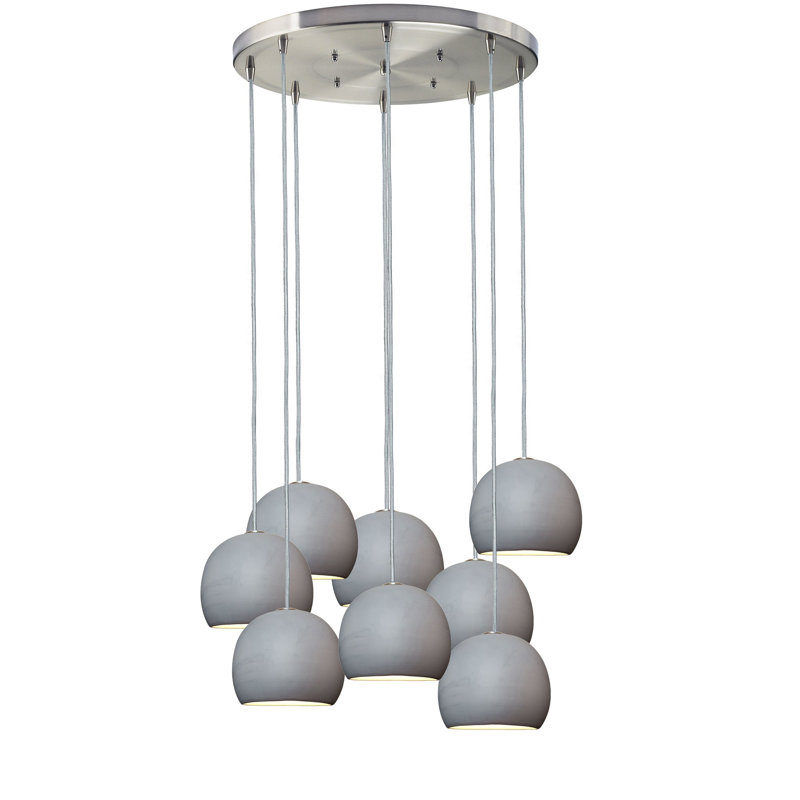 Clay 8 - Light Chandelier, 100" H, Gray, Nickel