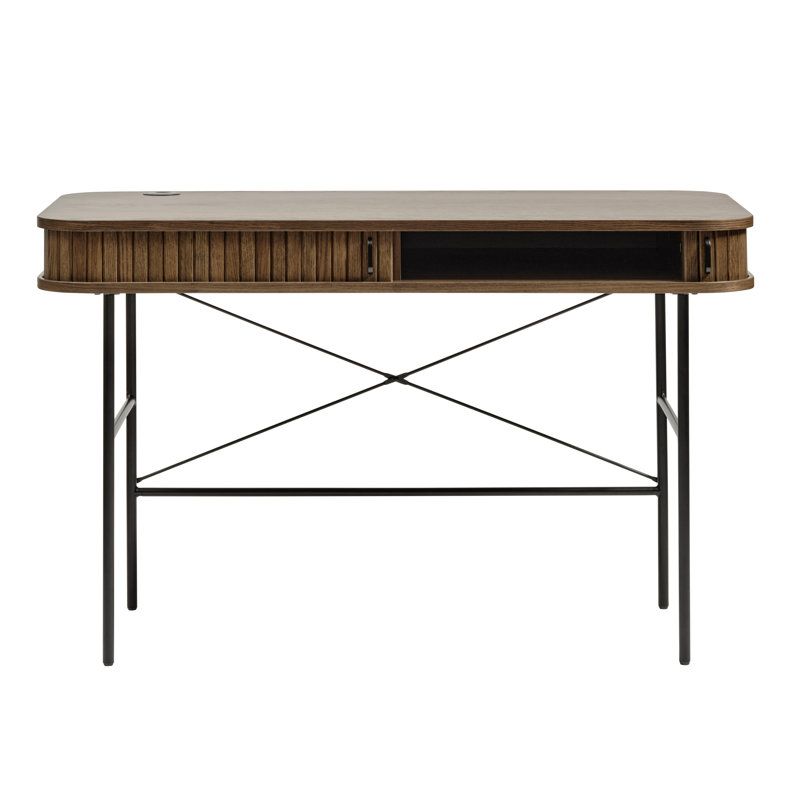 Teneasha Oval Writing Desk, Smoked Oak