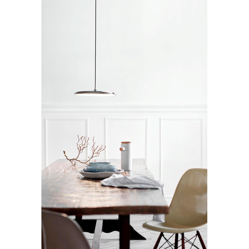 1 - Light Black LED Dome Pendant, Black, 6cm H x 40cm W x 40cm D