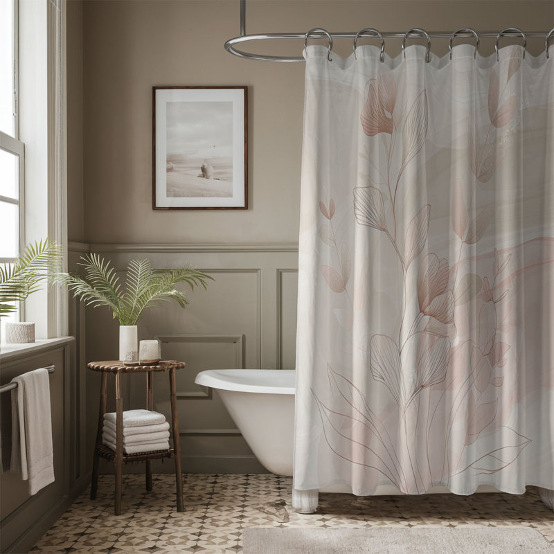 Rideau de douche 1 pièce Pink Wabi Sabi Designs, H 74 po x l 71 po