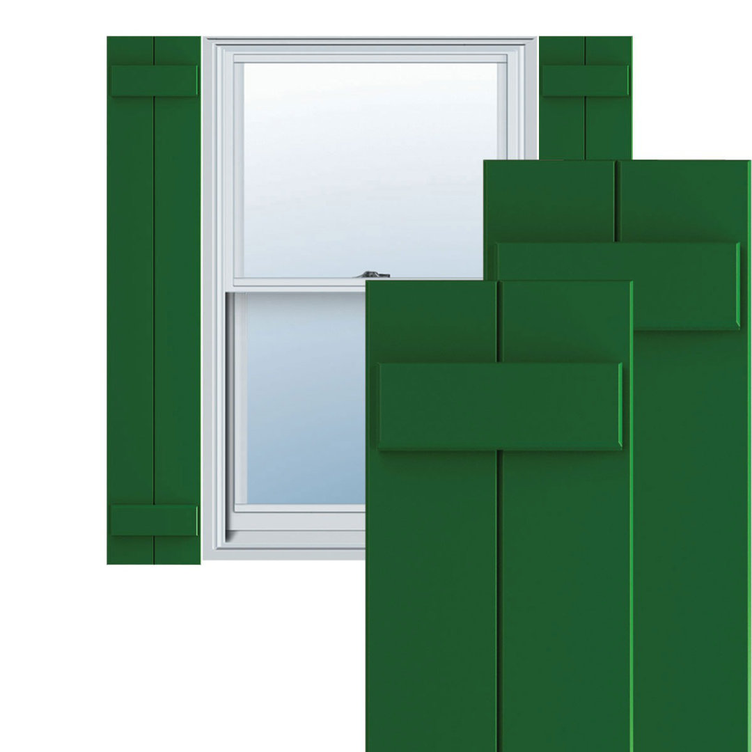True Fit PVC Two Board Joined Board-n-Batten Shutters (Set of 2) Ekena Millwork 