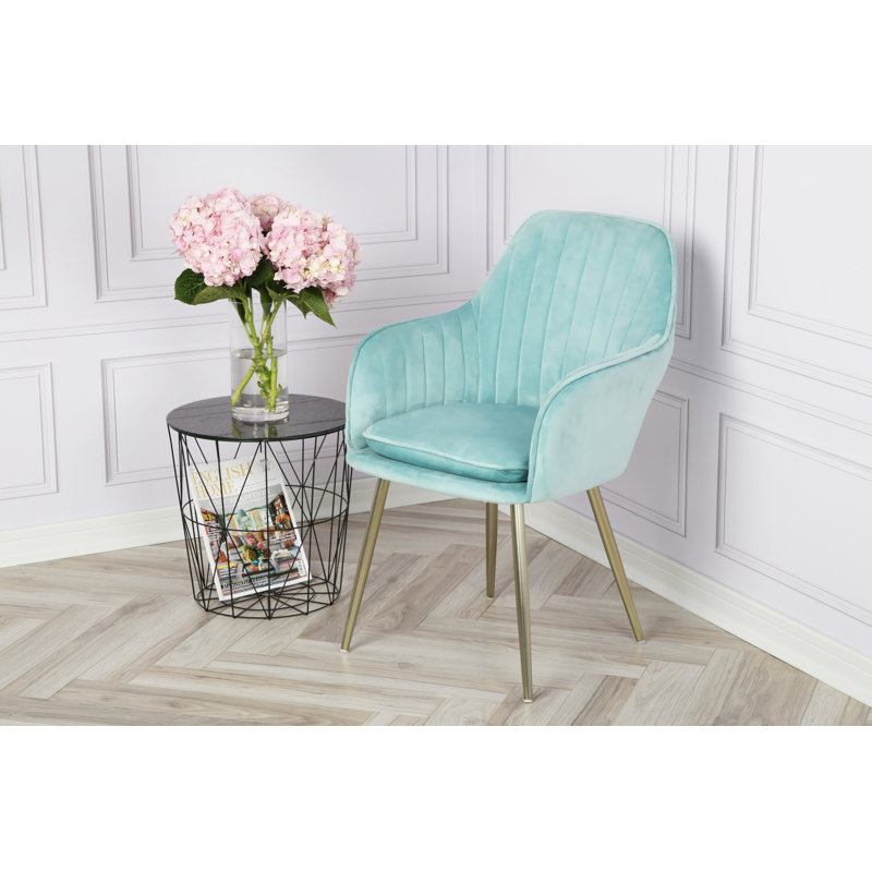 Pugliese Velvet Armchair, Light Blue, Gold