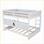 Lit superposé en bois de pin massif avec rangement, station de charge, barrières de sécurité et amp; Chambre familiale blanche sans sommier