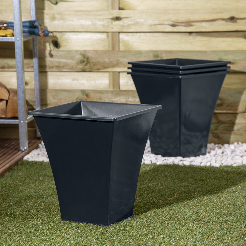 Wham Metallica Square Planters, Slate, 31.5cm H x 28cm W x 28cm D