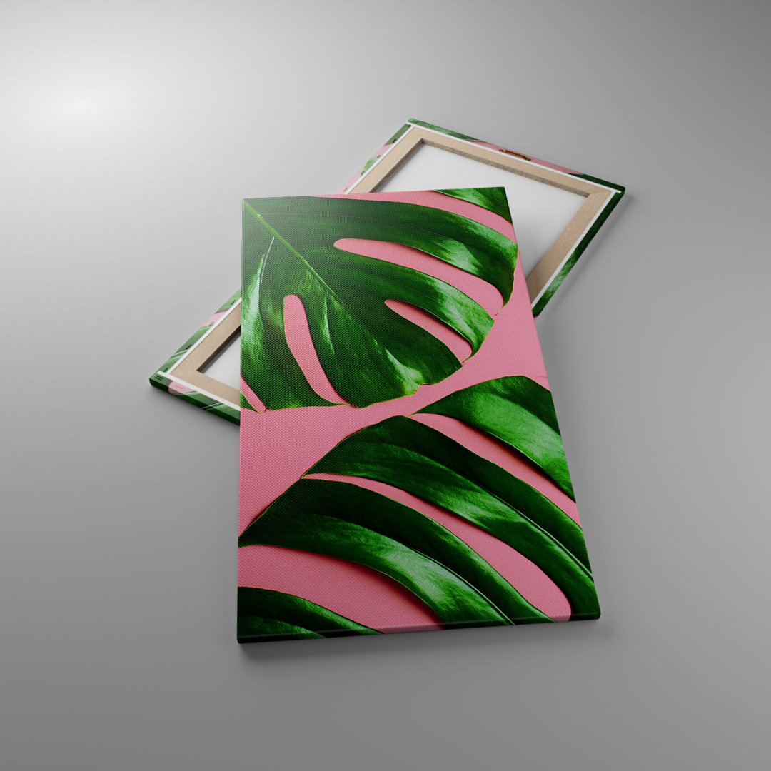 Leinwandbild Monstera Leaf Pink