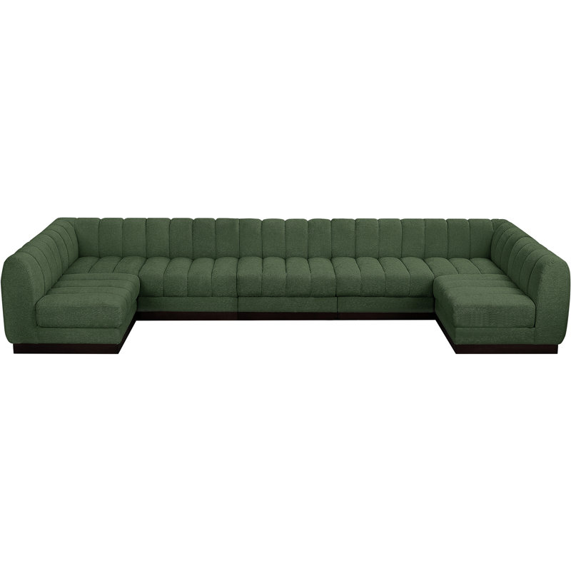 Canapé modulaire rembourré 7 pièces Quinn, Tissu chenille vert