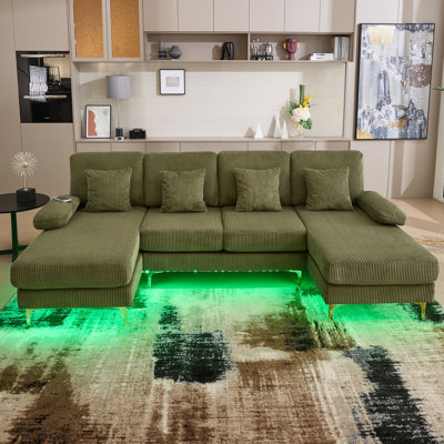 Corduroy U-shaped Double Chaise Sectional Sofa