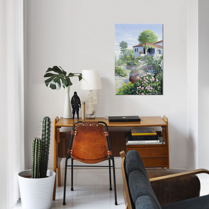 « italien jardin i », impression sur toile, H 12 po x l 8 po x P 0,75 po, Toile tendue, Pas de tapis