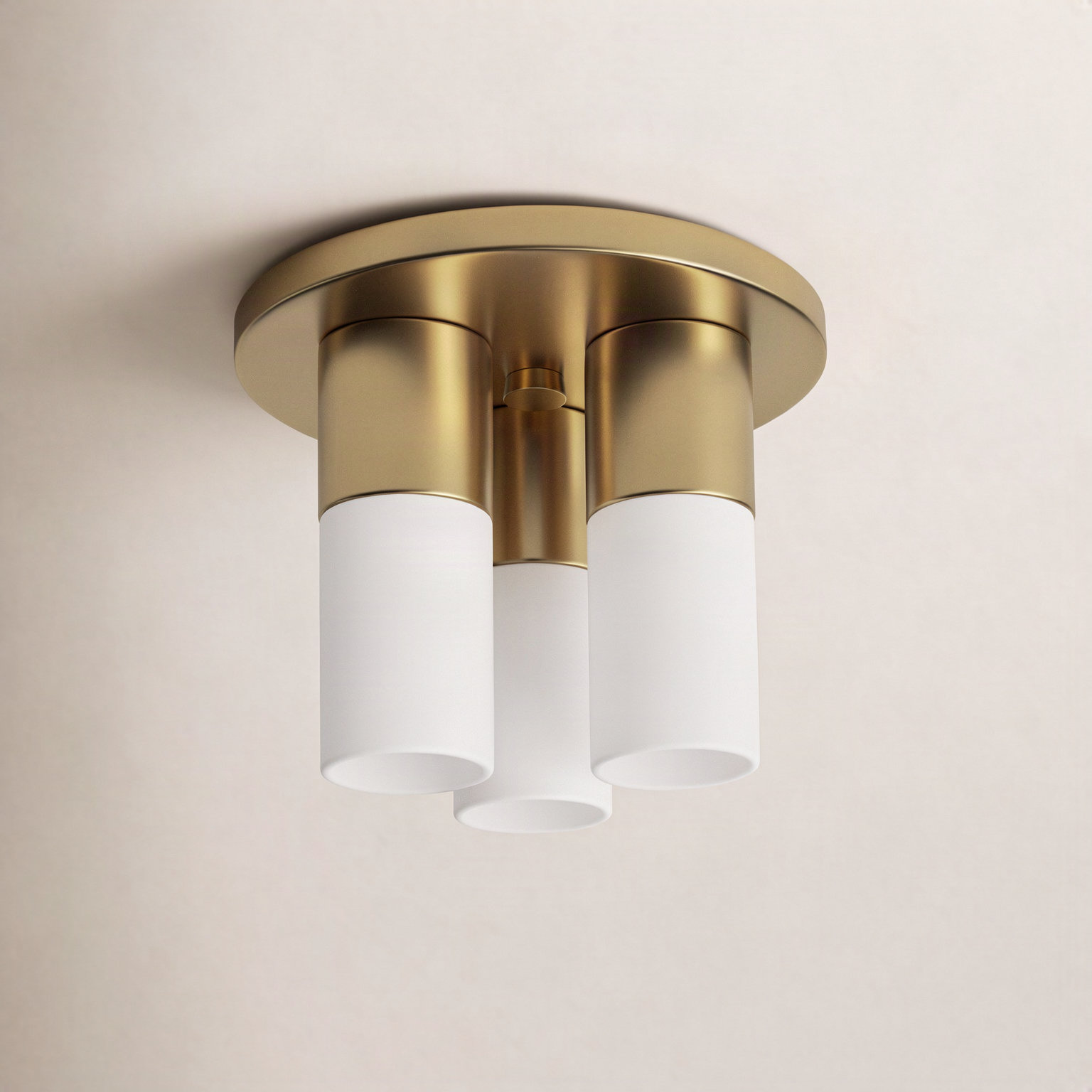 Otto 3 Light Glass Flush Mount, Aged Brass
