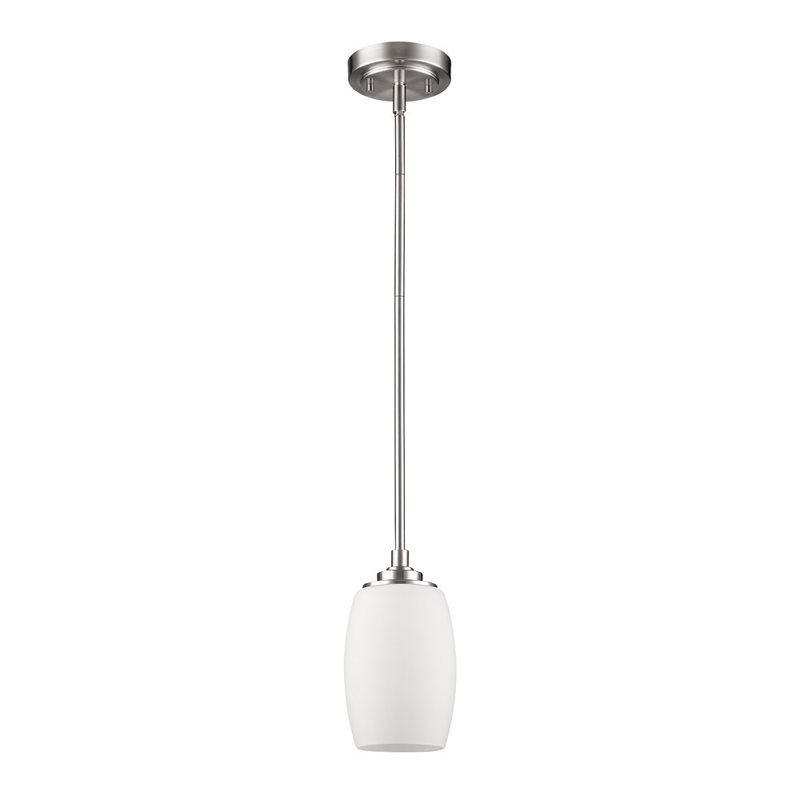 Luminaire suspendu en forme de cloche à 1 lumière Vanfleet, Nickel satiné
