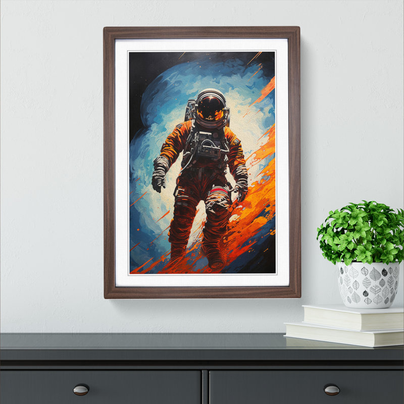 Single Picture Frame Print on Wood, 46cm H x 34cm W, Walnut Framed