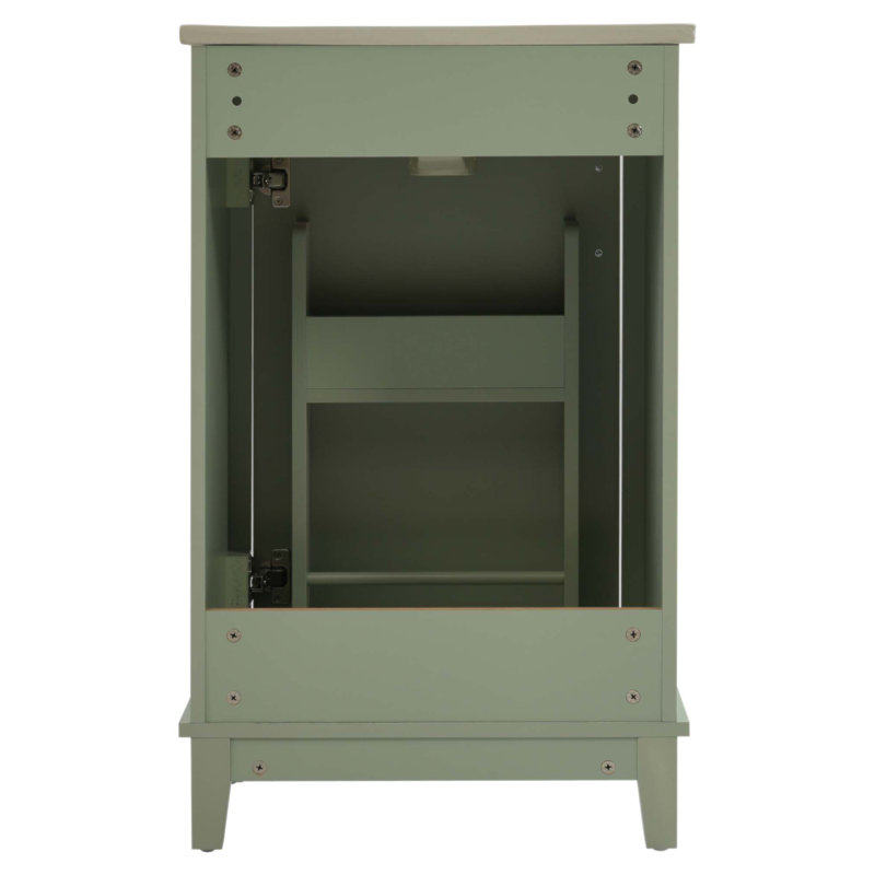 Petit meuble-lavabo moderne de 20 pouces avec lavabo en céramique, rangement spacieux et porte à fermeture en douceur pour espaces compacts