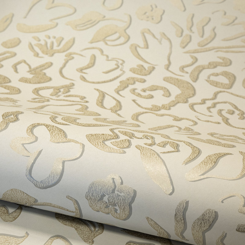 Rouleau de papier peint sel fleur métallique, Doré