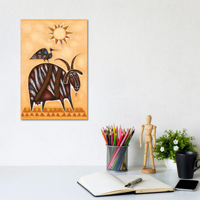 Goat And Bird by Art Mirano - Wrapped Canvas Print