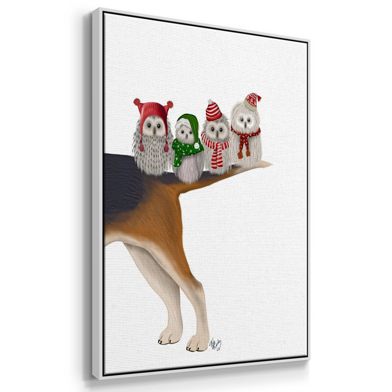 Chouettes de Noël, H 37 po x l 25 po x P 1,5 po, Cadre blanc