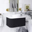 30 po W Meuble-lavabo mural simple noir avec lavabo blanc