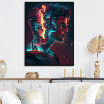 «Double Exposure Man Portrait Sci-Fi I», impression sur toile
