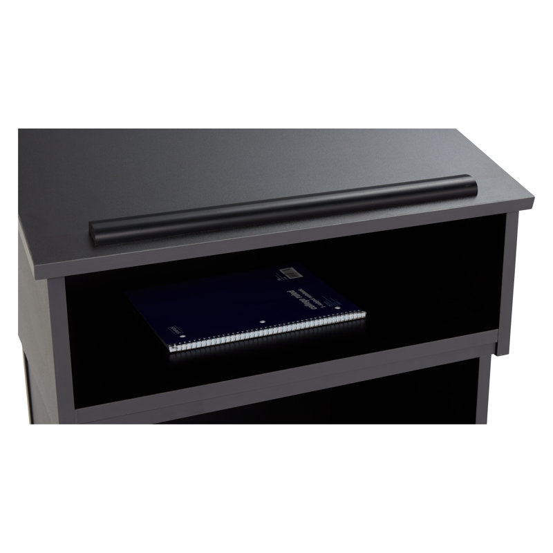 Black Particleboard Tabletop Lectern with AV Cart Base