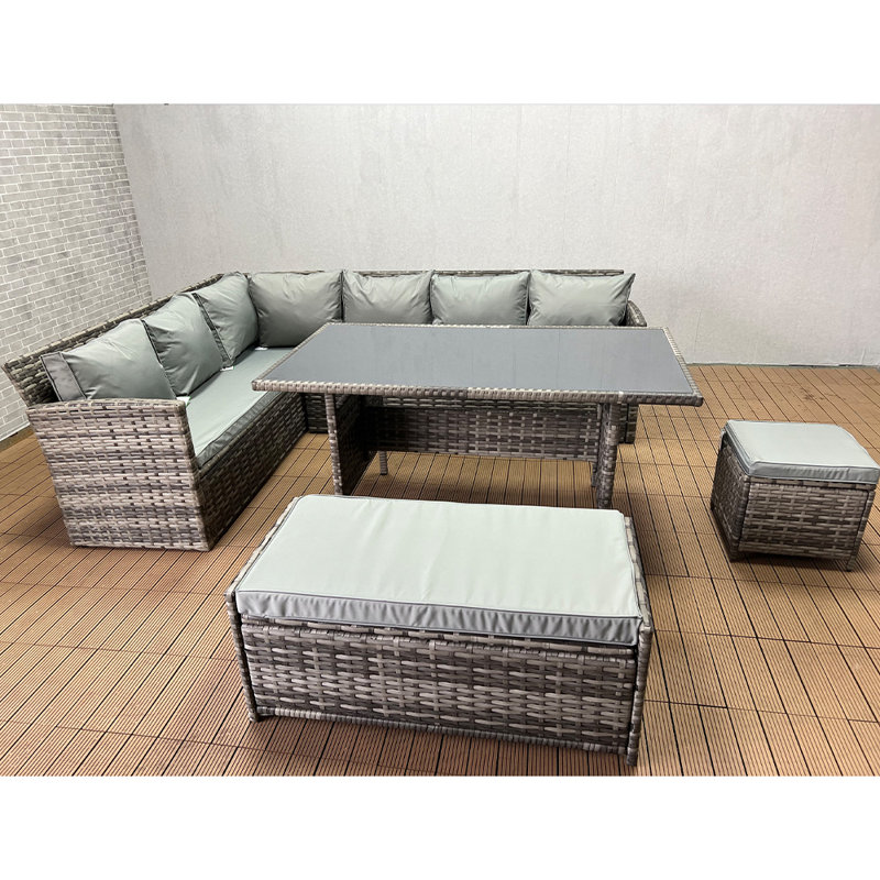 Chablis 9 Seater Corner Sofa Dining Set With Storage Bench With Rain Cover